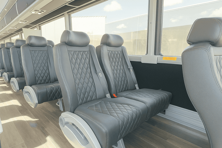 interior of Jackson Minibus Company charter bus