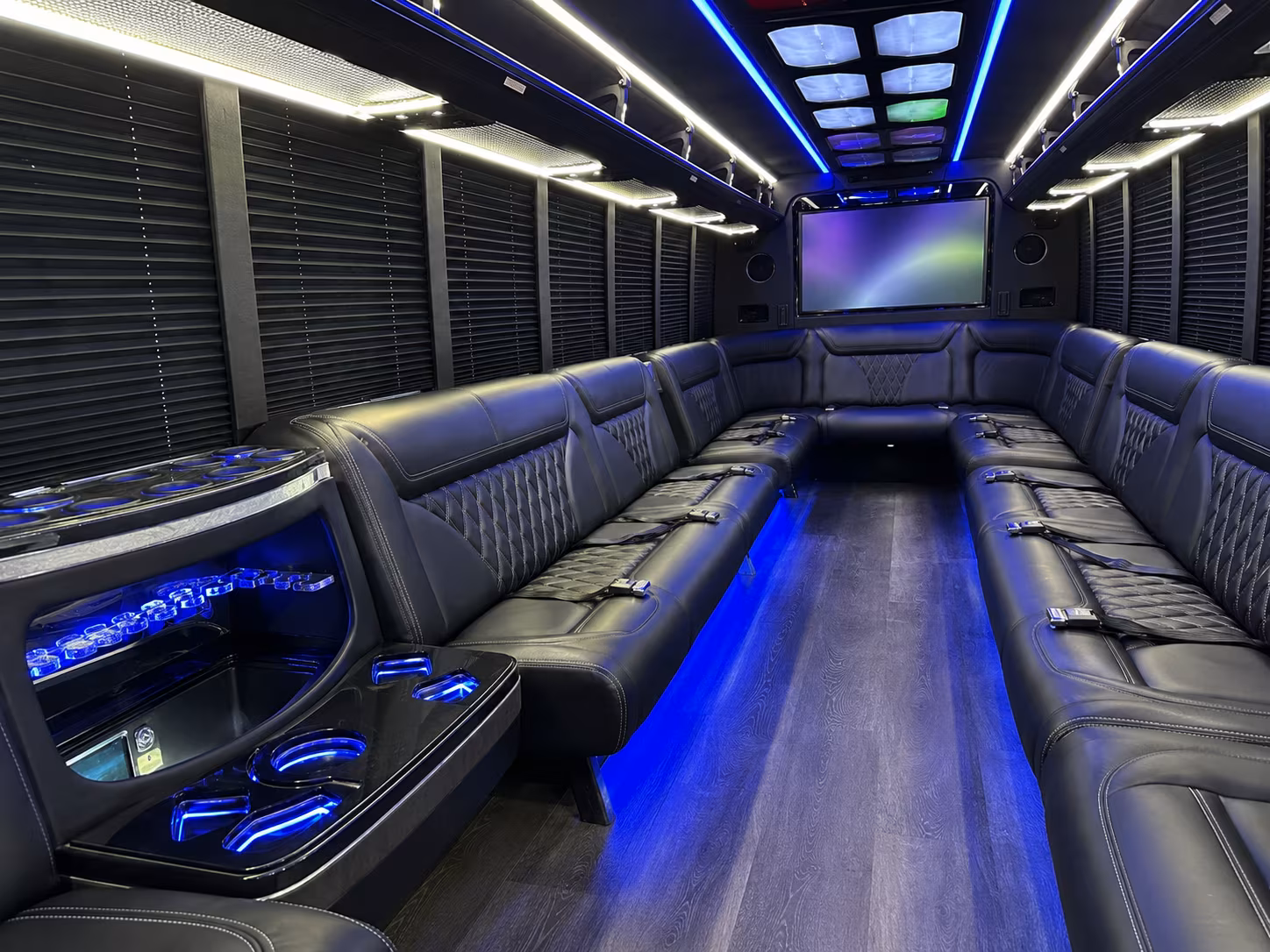 jackson 20 passenger party bus inside